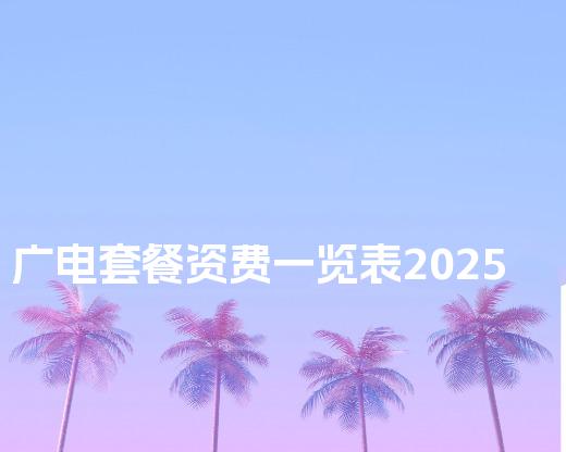 广电套餐资费一览表2025